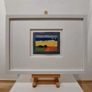 Klaus Fußmann Weizen vor Ostsee Linoldruck 33 x 45 cm (mit Rahmen) Auflage e.a.