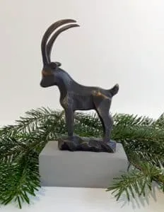 Wolfgang Lamché Steinbock patinierte Bronze Auflage 10/99 ca. 15 x 10 cm