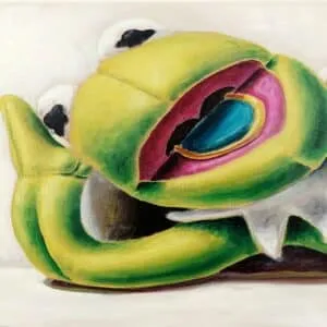Andreas Schiller Kermit liegend, W.G.25 Öl auf Leinwand Maße 40 x 120 cm