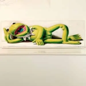 Andreas Schiller Kermit liegend, W.G.25 Öl auf Leinwand Maße 40 x 120 cm