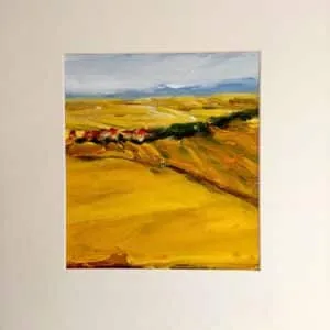 Steinbrecher Puck Landschaft mit Dorf, 2012 Acryl auf Karton Maße 30 x 27 cm