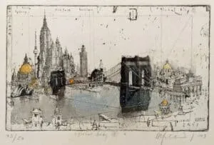 Alexander Befelein Global City, 2013 Farbradierung Maß mit Passepartout 40 x 30 cm