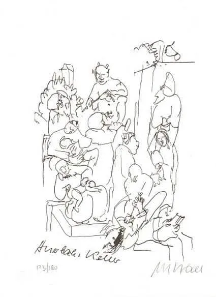 Armin Mueller-Stahl Auerbachs Keller Lithografie 29 x 22 cm Auflage 180 Ex.