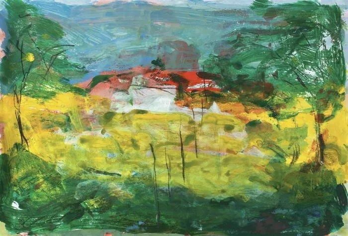 Armin Mueller-Stahl Baumlandschaft III Farblithografie 42 x 59 cm Auflage 180 Ex.