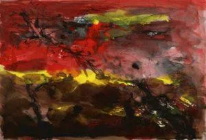 Armin Mueller-Stahl Baumlandschaft II Farblithografie 42 x 59 cm Auflage 180 Ex.