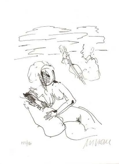 Armin Mueller-Stahl Strandsonate Lithografie 30 x 22 cm Auflage 180 Ex.