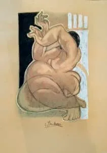 Christian Peschke Akt Pastell auf Papier Maße 59,5 x 42 cm Unkat