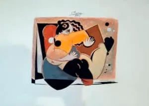 Christian Peschke Akt, Gitarre spielend Pastell auf Papier Maße 70 x 50 cm Unikat