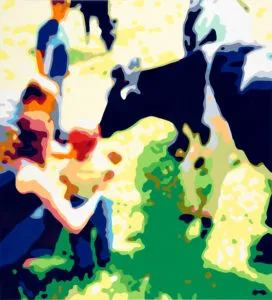 Konrad Winter Alm, 2019 Autolack auf Aluminium 110 x 100 cm Unikat