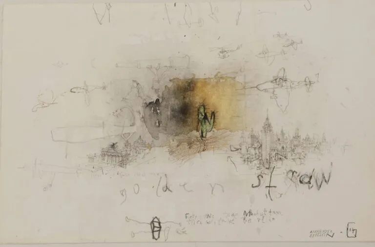 Alexander Befelein To Leonard Cohen Zeichnung/Aquarell/Gold 23,5 x 15 cm Unikat