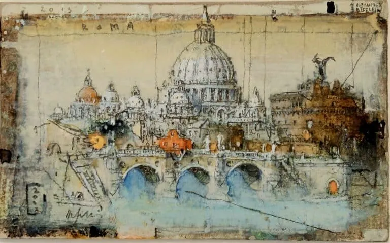 Alexander Befelein Mini Rom Mischtechnik/Karton 6 x 9 cm Unikat