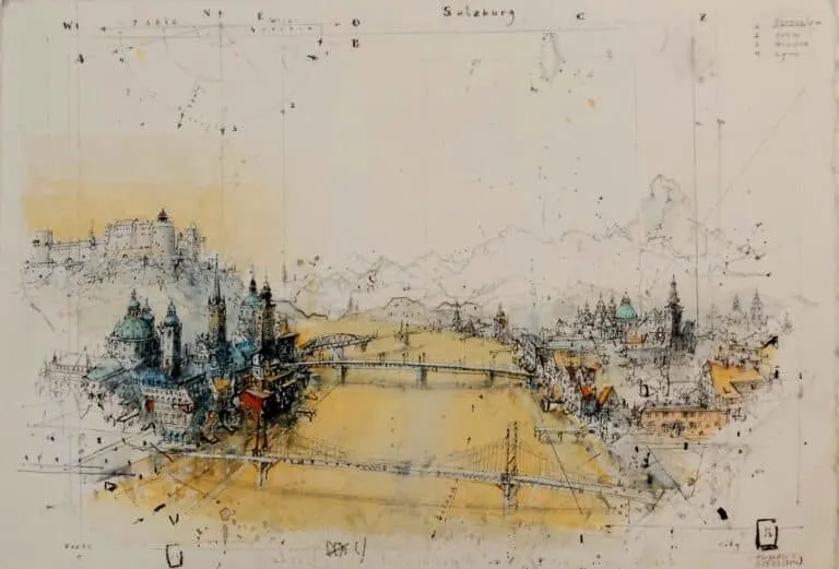 Alexander Befelein Salzburg Mischtechnik/Papier Maße 19 x 28 cm Unikat