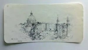 Alexander Befelein Urbino Zeichnung 8,5 x 17,5 cm Unikat