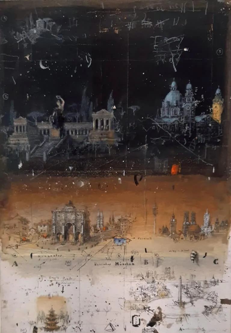 Alexander Befelein München - Kaleidoskop Mischtechnik auf Karton 28 x 20 cm Unikat