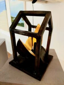 Basilius Kleinhans Bootshaus mit vier Booten Bronze, Blattgold 26 x 18 x 19 cm Unikat