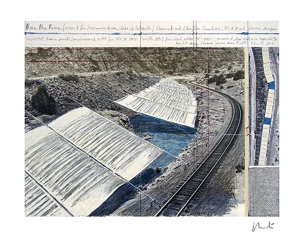 Christo Over the Arkansas River, Project A Granolitho auf Bütten signiert