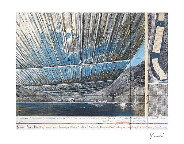 Christo Over the Arkansas River, Project U Granolitho auf Bütten signiert