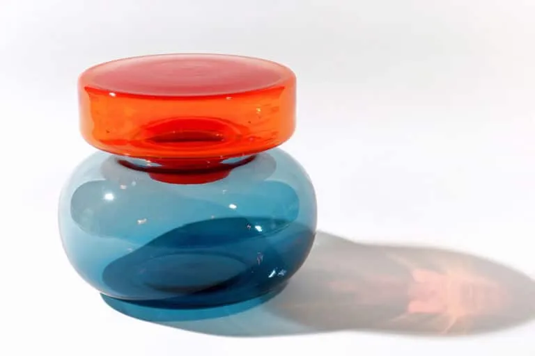 Cornelius Réer DOsis 1 Gefäß, rot-meergrün Höhe 16 cm, Ø ca. 18 cm