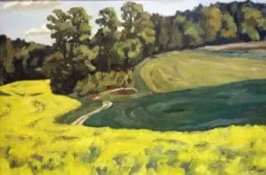 Andreas Decke Rapsfeld vor Waldrand