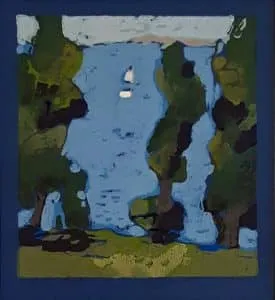 Klaus Fußmann Flensburger Förde Linoldruck 24 x 22 cm