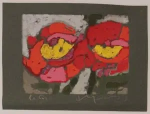 Klaus Fußmann Rosen Linoldruck 14 x 19 cm Auflage e.a.