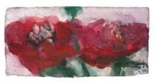 Klaus Fußmann Mohn Gouache 10 x 20 cm Unikat