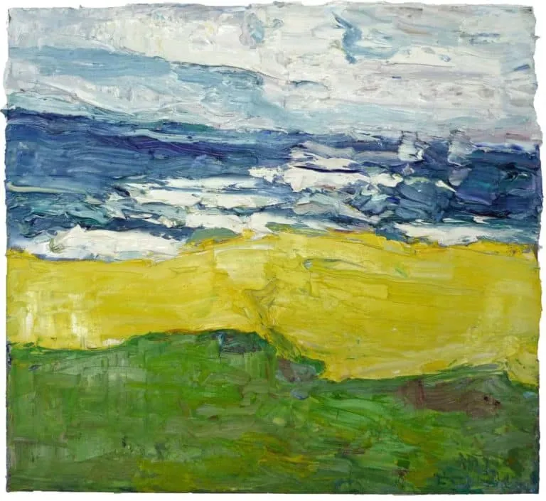 Klaus Fußmann Raps an der Ostsee Öl auf Leinwand 64 x 70 cm Unikat