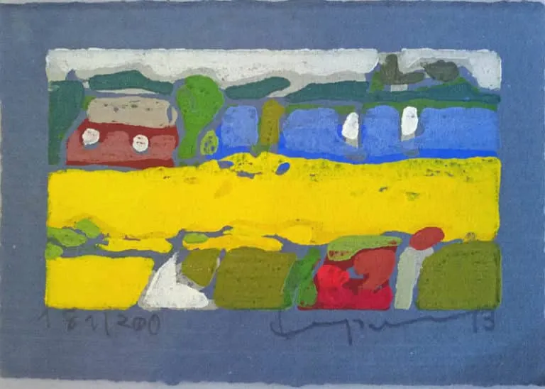 Klaus Fußmann Raps bei Ekenisfeld Linoldruck