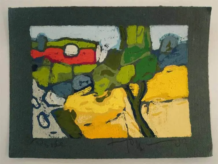 Klaus Fussmann Landschaft Probedruck Linoldruck