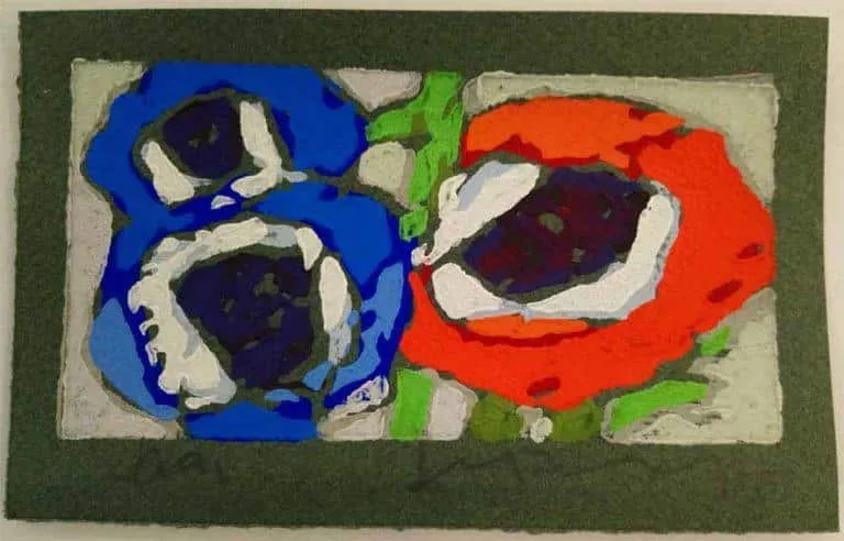 Klaus Fussmann Anemonen Linoldruck