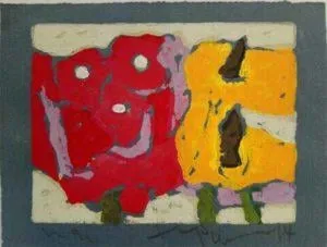 Klaus Fussmann Phlox Linoldruck