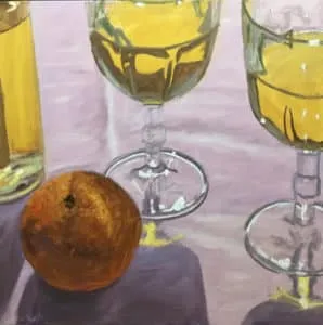 Werner Heinze Gartentisch II Öl/Leinwand 60 x 60 cm Unikat