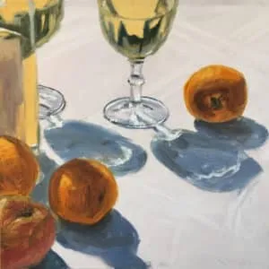 Werner Heinze Gartentisch III Öl/Leinwand 60 x 60 cm Unikat