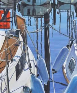 Werner Heinze Yachthafen I Öl/Leinwand 120 x 100 cm Unikat