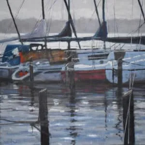 Werner Heinze Yachthafen II Öl/Leinwand 100 x 100 cm Unikat