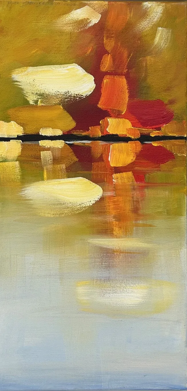 Puck Steinbrecher Heiteres Spiegeln Acryl auf Leinwand 60 x 30 cm Unikat