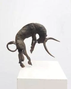 Mirsad Herenda Stier Skulptur aus Bronze 15 x 15 x 14 cm Unikat