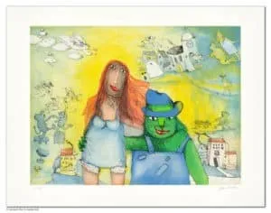 Janosch Der Miekesch heiratet Marie ... Farbradierung Auflage 199 Ex. mit Passepartout 85 x 105 cm