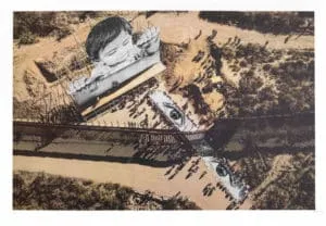 JR Migrants, Mayra, Picnic across the border, General View, Tecate, Mexico - U.S.A., 2022 70 x 100 cm Original-Farblithografie in 18 Farben Auflage 250 Exemplare signiert und nummeriert