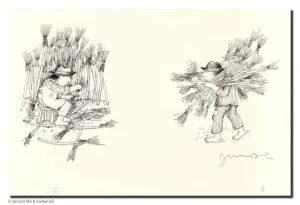 Janosch Bauer im Stroh Mischtechnik/Papier im Weißgoldrahmen 40 x 50 cm Unikat