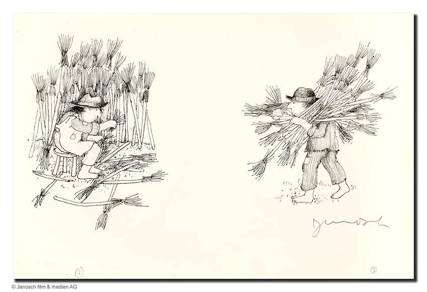 Janosch Bauer im Stroh Mischtechnik/Papier im Weißgoldrahmen 40 x 50 cm Unikat