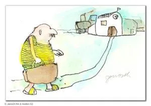 Janosch Der Weg nach Hause Mischtechnik/Papier im Weißgoldrahmen 30 x 40 cm Unikat verkauft