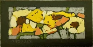 Klaus Fussmann Rosen gelb Linoldruck 9 x 18 cm Auflage 200 Ex.