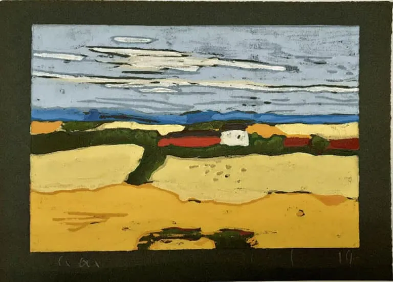 Klaus Fußmann Bei Lindaunis Linoldruck 26,5 x 36,5cm