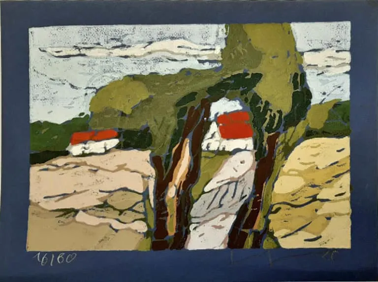 Klaus Fußmann Bei Düttebüll Linoldruck 26,5x36,5cm Auflage 80 Ex.