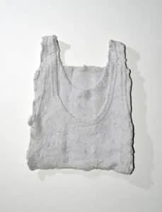 Katja Then Flusenhemd Trocknerflusen (gesammelt, nach Farben sortiert, wieder in Form gebracht, ohen Bindemittel) ca. 40 x 30 cm