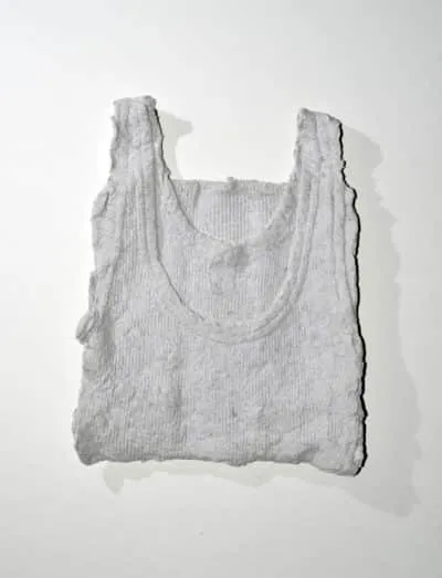 Katja Then Flusenhemd Trocknerflusen (gesammelt, nach Farben sortiert, wieder in Form gebracht, ohen Bindemittel) ca. 40 x 30 cm