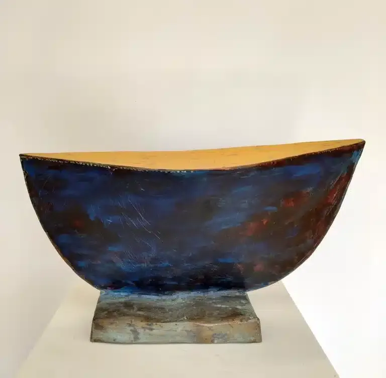 Basilius Kleinhans Boot Bronze, Blattgold, Farbe 36 x 67 x 20 cm Unikat