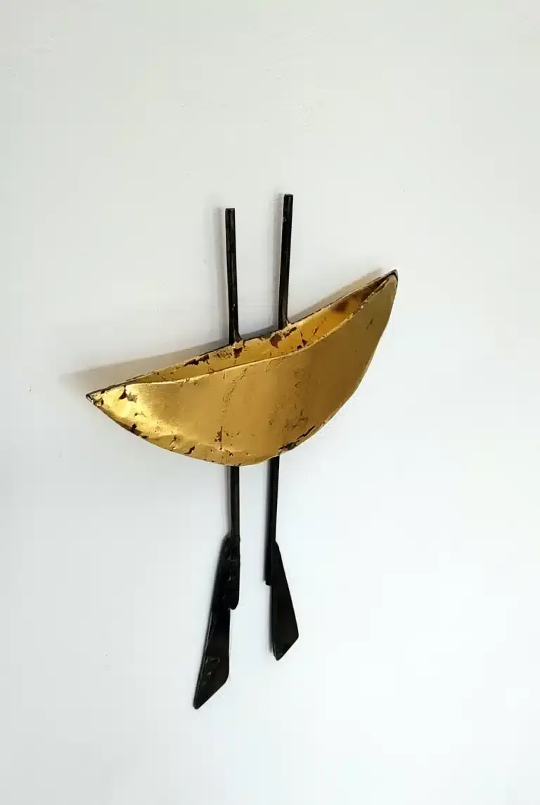 Basilius Kleinhans Sonnenboot Bronze, Blattgold 28 x 20 x 4 cm Unikat
