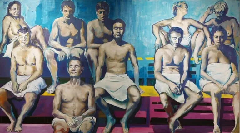 Markus Kurscheidt Quiet Please (Sauna) Öl/Leinwand 130 x 230 cm Unikat